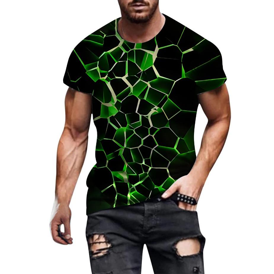 Creative 3D Printed T-shirt for European and American Spring/Summer Men's T-shirt Casual Round Neck Short Sleeved Top