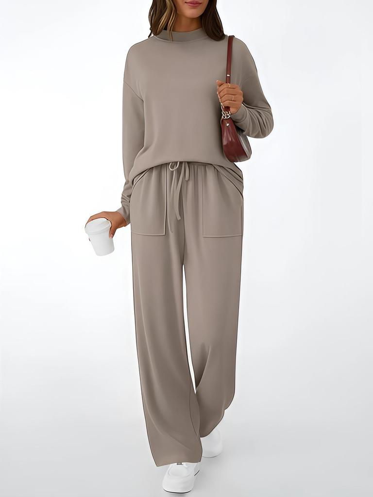 2025 Autumn/Winter Women's Casual Fashion Set with Pockets and Drawstring