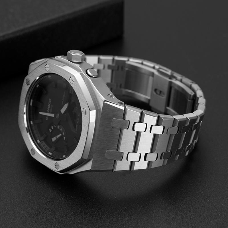 Pro Casio G-Shock GA-2100 GA-2110 Dubový statek Modifikovaná nerezová ocel Styl AP 3. generace 4 zástupci s pouzdrem