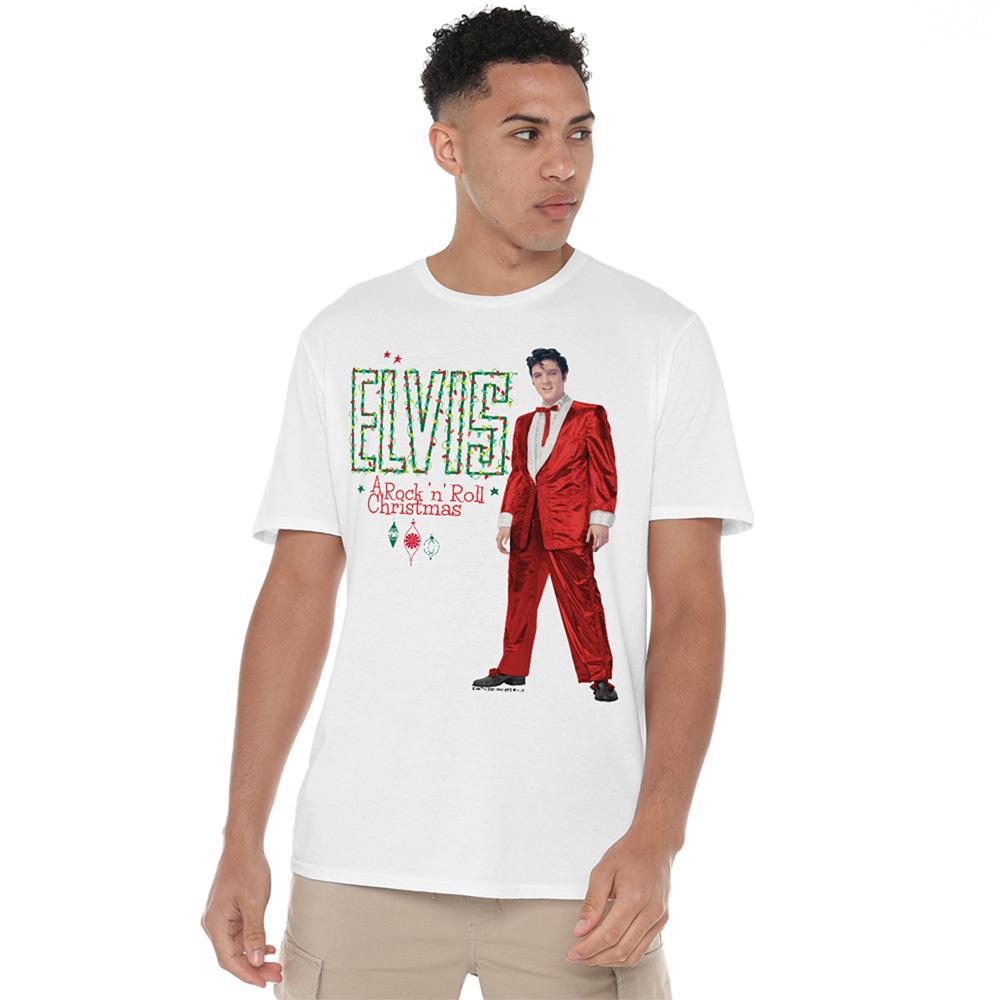 Elvis Presley Unisex Adult Holiday Lights T-Shirt