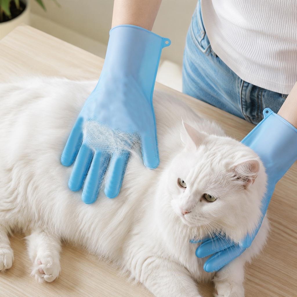 Pet Bathing Brush Gloves 2 Pack - -shedding Grooming Mitts with -Scratch Silicone for Cats and Dogs