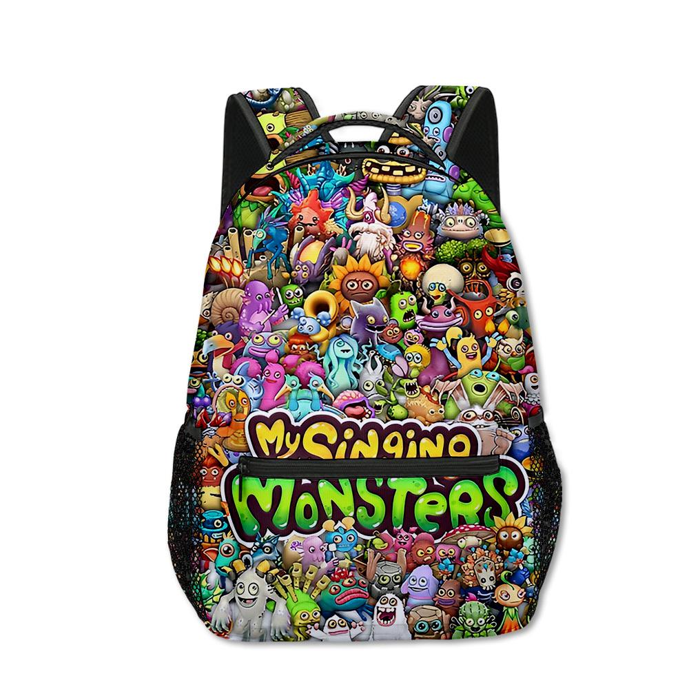 Mochilas Escolares para Estudiantes de My Singing Monsters de Lujo con Novedad, Mochilas para Cuadernos con Estampado 3D de Oxford Impermeables, Mochilas de Viaje para Niños/Niñas