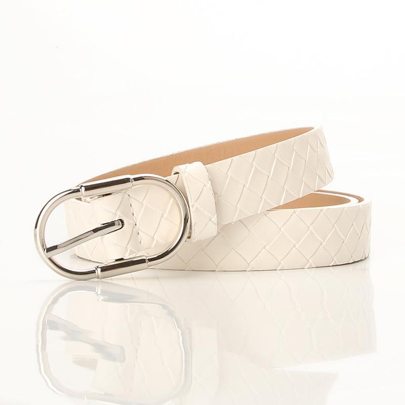 

Personalized Woven Pu Fashionable and Versatile Women s Alloy Pin Buckle Belt Decoration Clothes and Skirts Fashionable and Trendy Belt 105cm+2.4cm