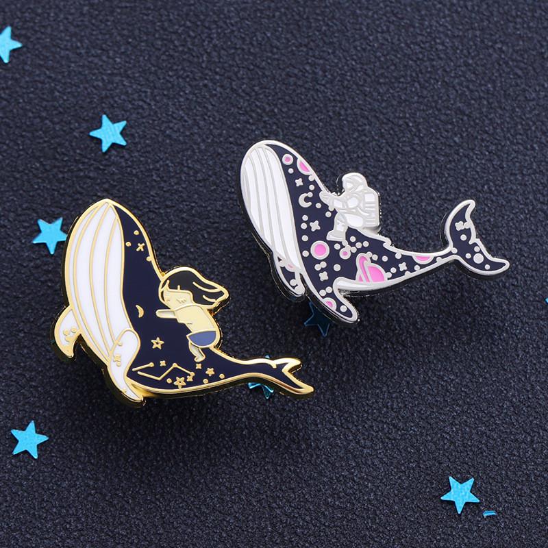 Adorable Whale Enamel Pin Beautiful Accessories For Unique Fashion With Ocean Galaxy Design