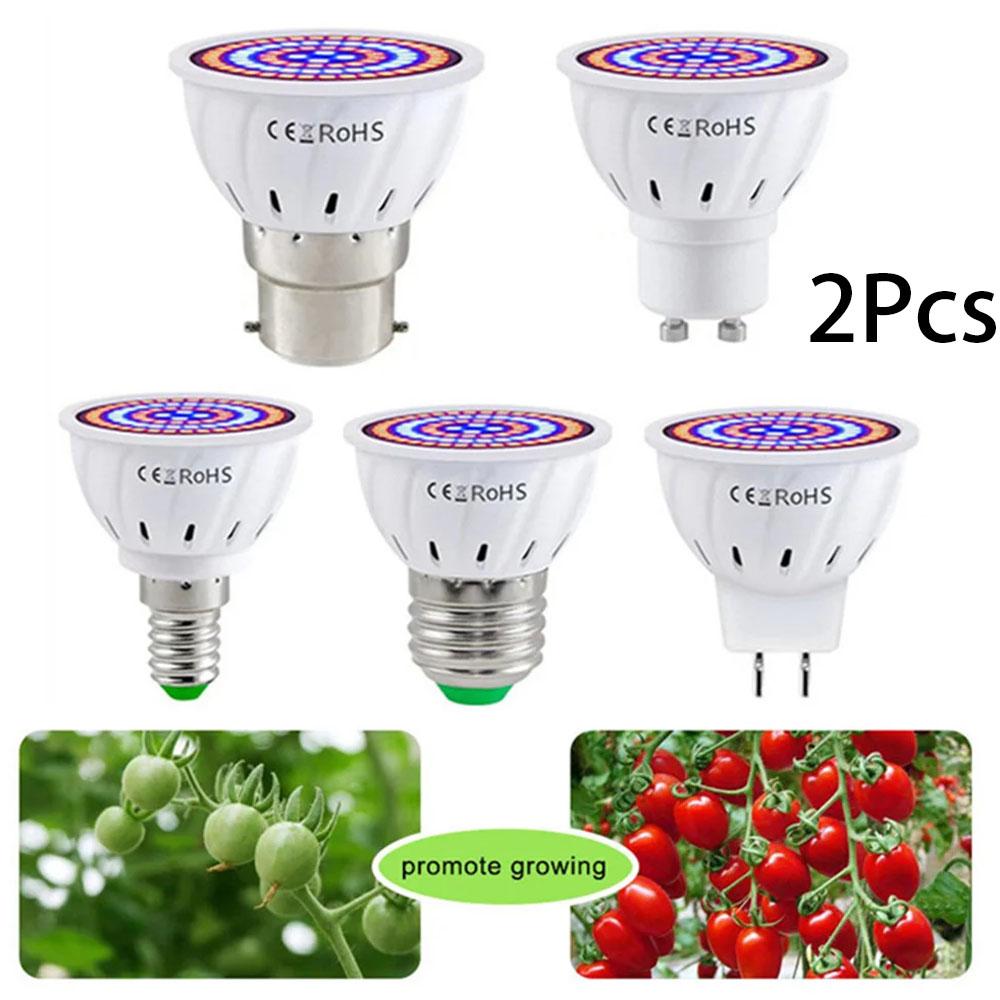 

2Pcs 220V LED Grow Lamp Full Spectrum LED Plant Growth Lamp Indoor Lighting Grow Lights Plants E27 Hydroponic System Grow Box E27 48Leds 220V