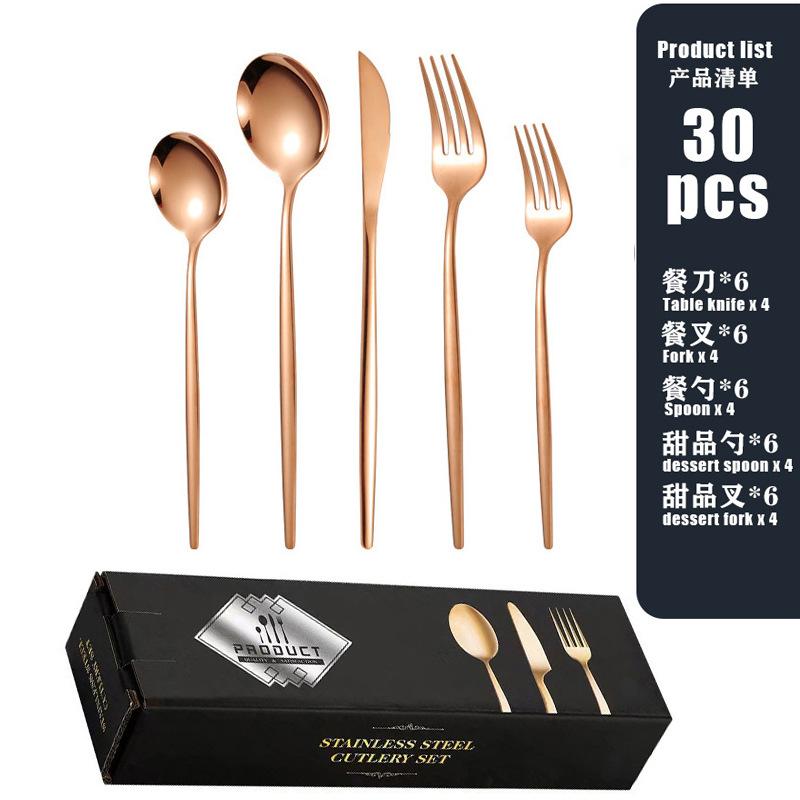Stainless Steel Tableware Set, Steak Knife, Fork and Spoon 20/30 Piece Set, Western Food Knife, Fork and Spoon Gift Box.