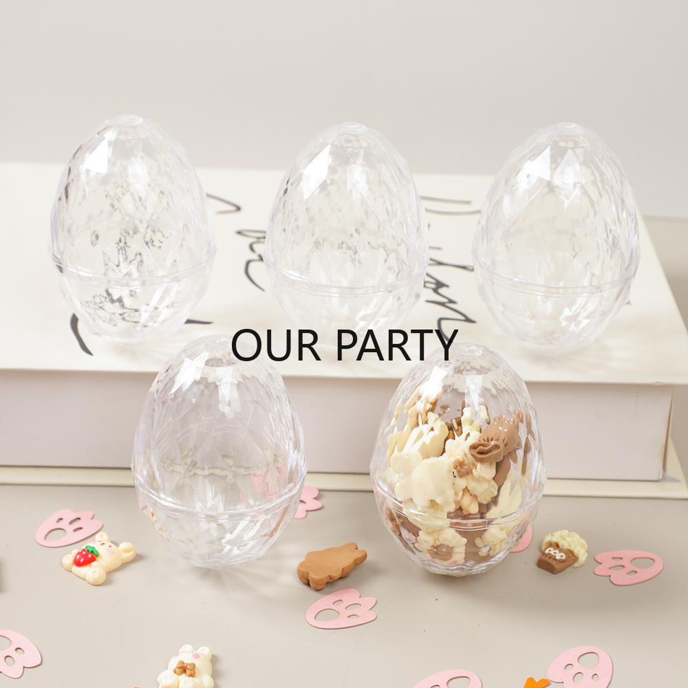 

10Pcs Plastic Transparent Easter Egg Chocolate Candy Box Gift Packing Boxes for Easter Theme Baby Shower Birthday Party Decor 8x5.5cm