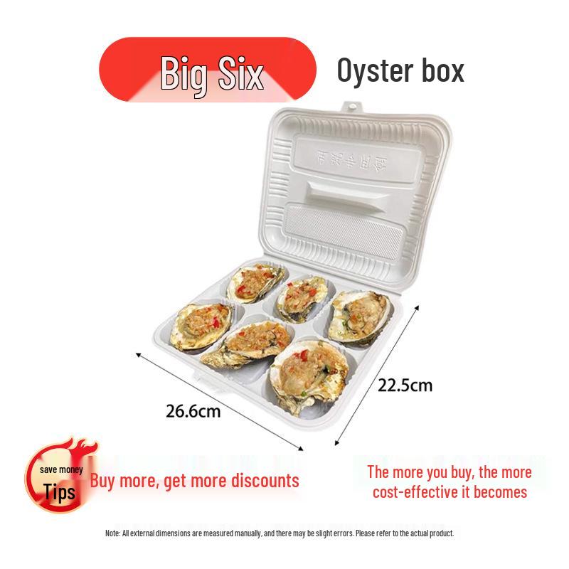 

Disposable Oyster & Scallop Takeaway Box with Four or Six Compartments - Ideal for Lunch or BBQ Meals