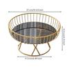 Wire Fruit Basket with Glass Tray Marble-Style Elevated Pedestal