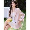 Women's Pink Loose Casual Blazer