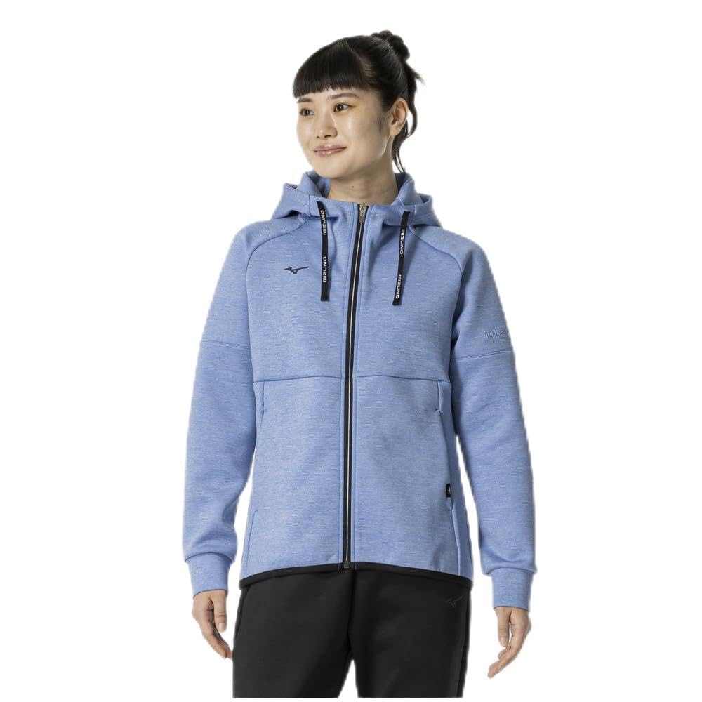 Mizuno Training Wear Stretch Sweat Hoodie for Easy Parisian Blue Size XL Movement, 32MCA330, Heather,