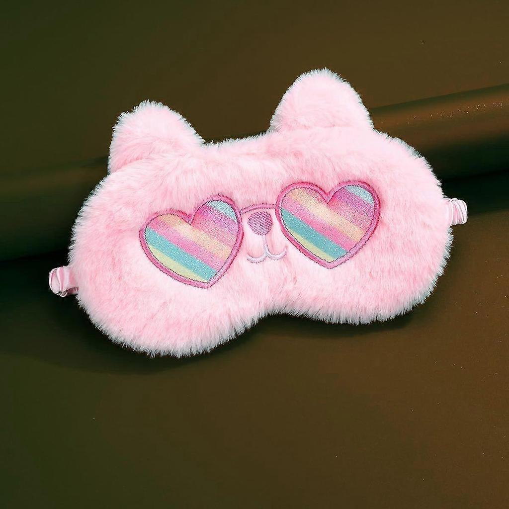 Cute Eye Mask Pink Eye Sleep Mask,Plush Sleeping Eye Cover Soft Funny Blindfold Mask,Fluffy Animal Sleep Eyeshade Breathable Lightweight Eye Mask for