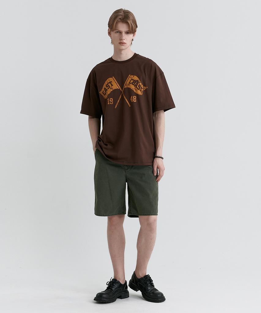 MAGOODGAN Swagver 3598 East Coast Oversized Brown Short Sleeve Tee
