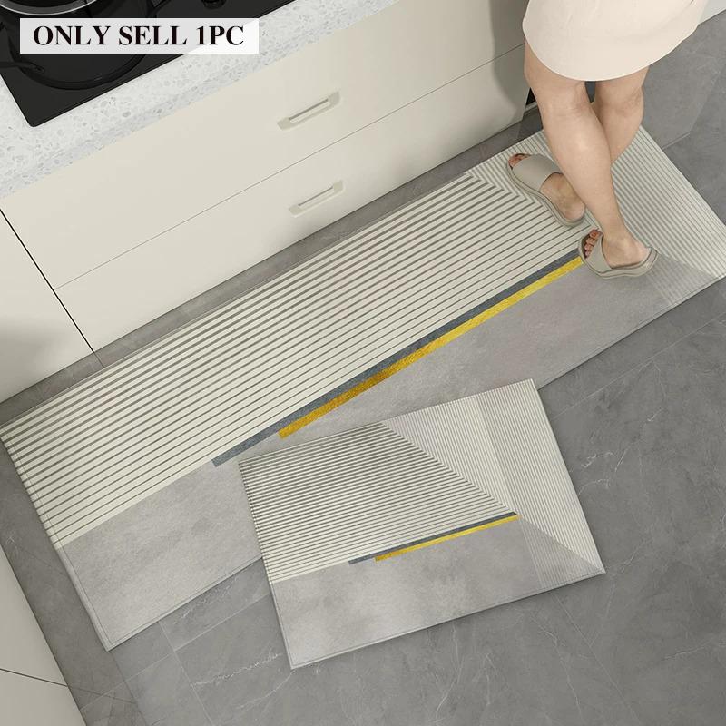 Kitchen Carpet PVC Waterproof Leather Floor Mat Minimalist Geometric Pattern Rug Long Size Home Decor Rugs Alfombra De Cocina