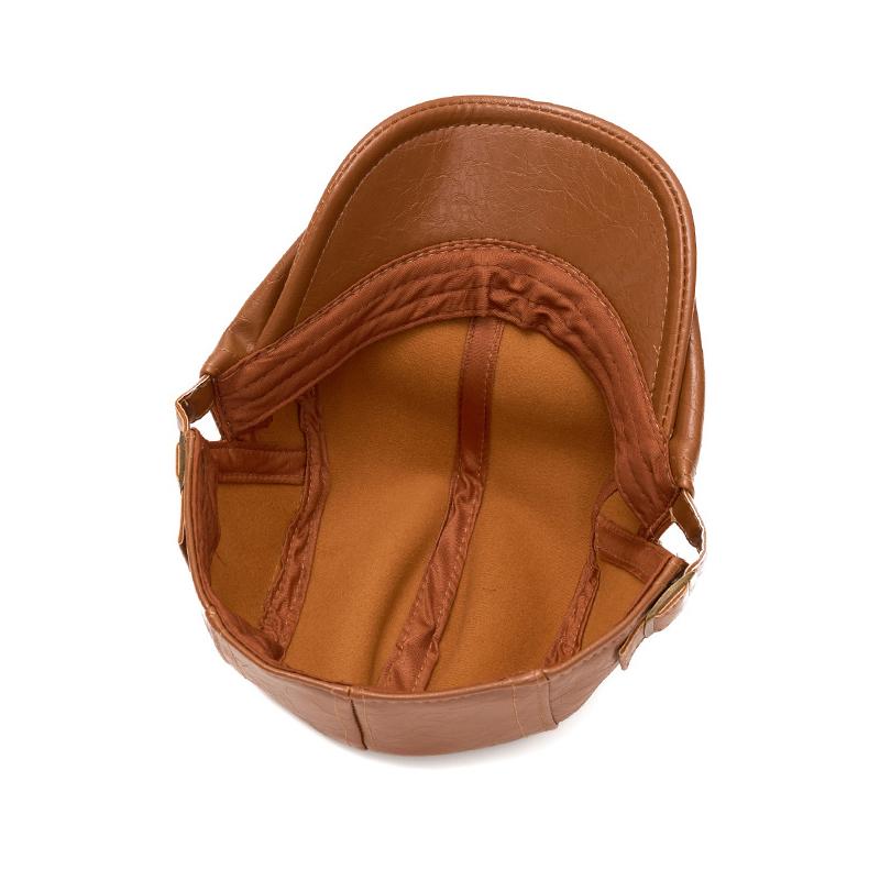Herbst Winter Leder Schirmmütze Herren Britische Vintage Schiebermütze Warme Malermütze Baskenmütze
