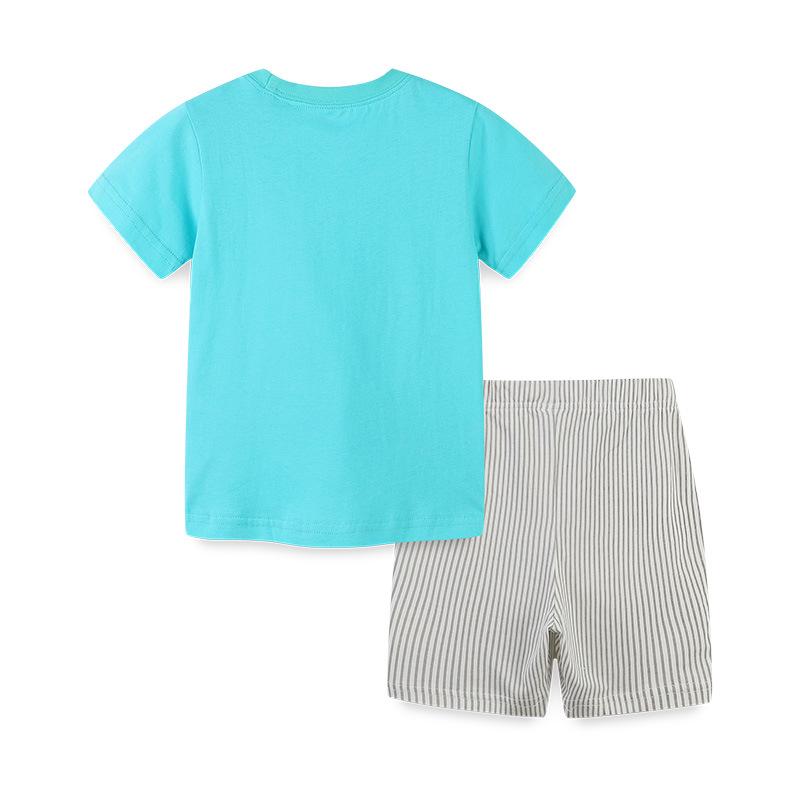 Summer Boys' European & American Style Short-Sleeve T-Shirt & Knitted Cotton Shorts Two-Piece Set