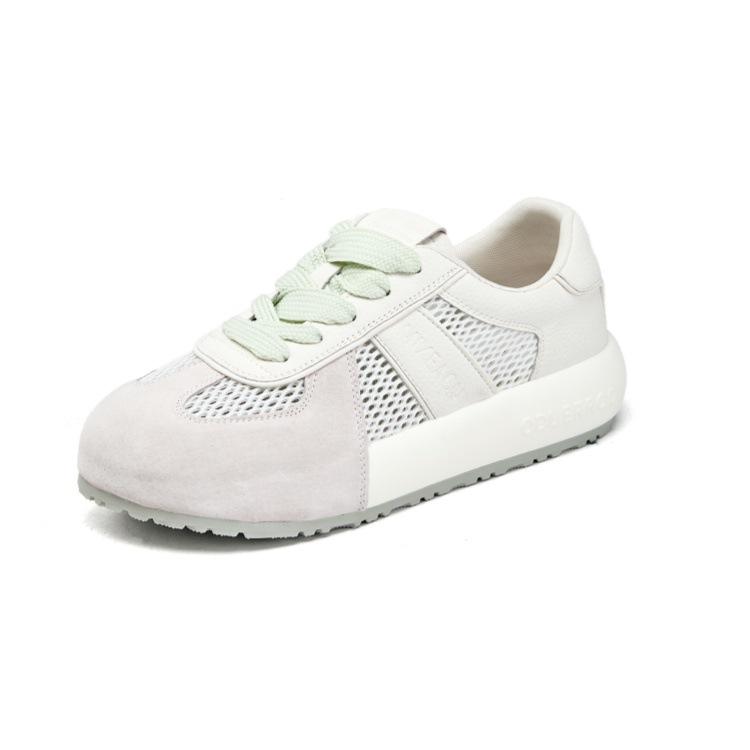 

Summer thin German training shoes women s shoes 2025 new mesh little white shoes versatile, comfortable and breathable thick-soled casual board shoes 40 бежевый