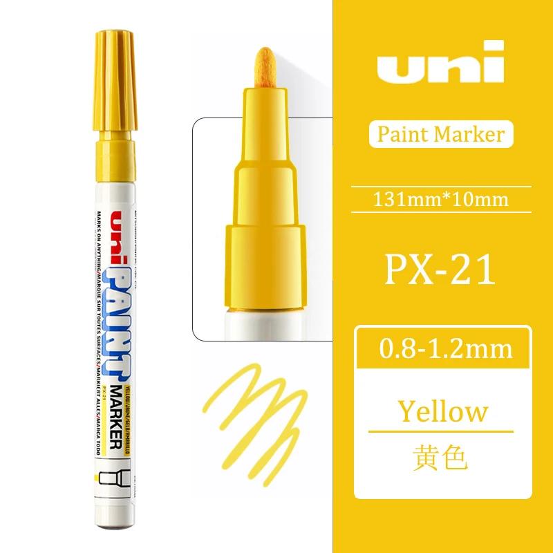 1 stuks Japan UNI Verf Pen Markers Industriële Kleurloze PX-21 Waterdichte Graffiti Automotive Meubels Schilderen Kunstbenodigdheden geel