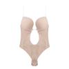 Woman Deep V Bodysuit Clear Strap Backless Plunge Thong Push Up Padded Bra Body Shaper Suit