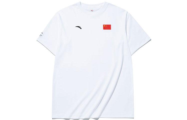 Men's ANTA National Flag T-Shirts Unisex White Crew Neck Moderate Straight Fit