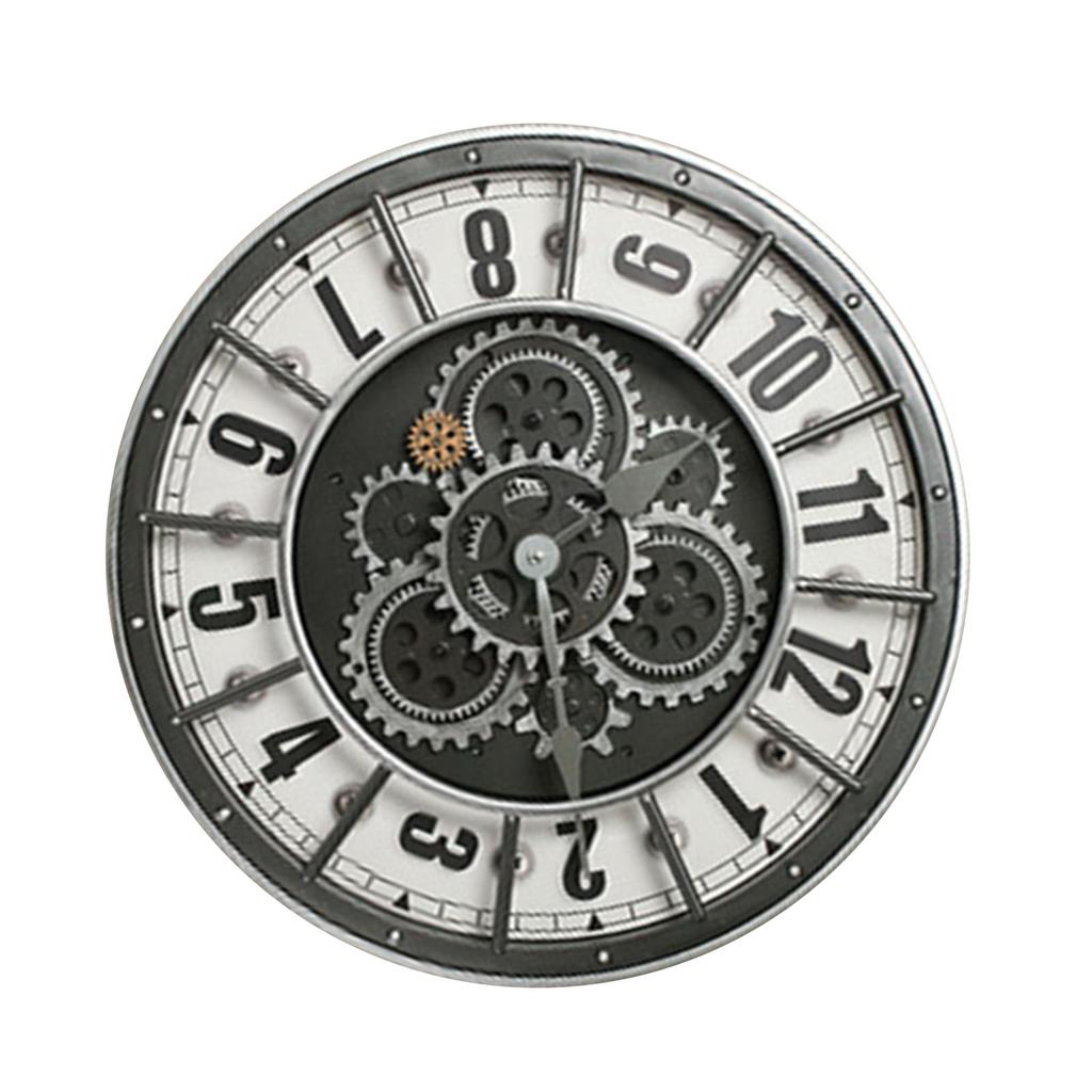Moving Gears Wall Clock Rustic Industrial Oversized Wall Clock Heavy Duty for Living Room 7706