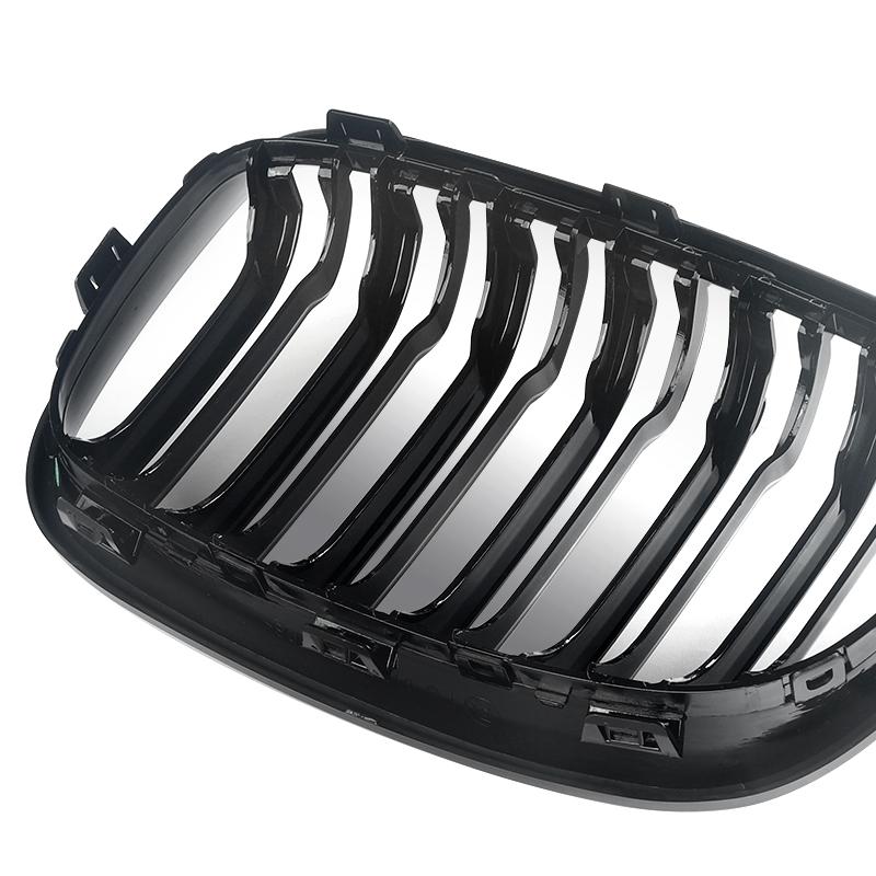 For 2011-2014 BMW F20 F21 1-Series M Look Kidney Grille Grill Gloss Black Twin Bar CAR Accessories QCYZR1