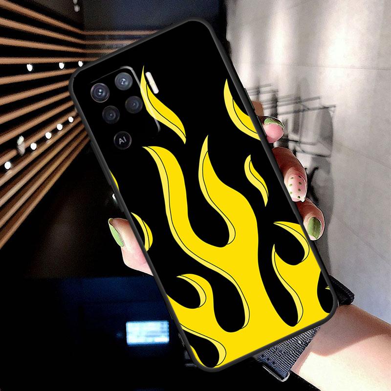 Flame Painted Fire Pattern Case For Oppo A38 A18 A78 A98 A58 A60 A80 A40 A96 A76 A16 A94 A74 A54 A15 A17 A57 A77 A5 Pro