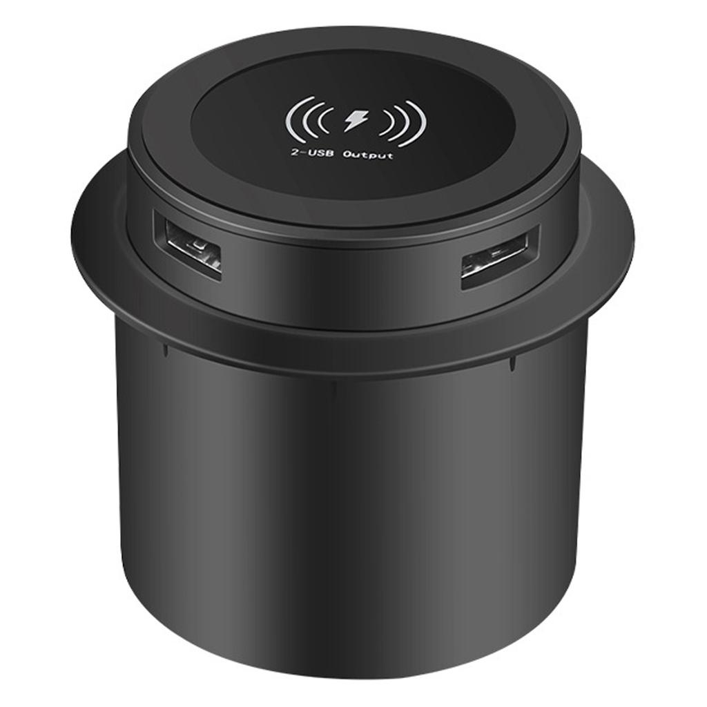 Concealed Wireless Charger, Charging Hub 3 In 1 Embedded Designs with Quick Charge Technology Double USB for Smartphones