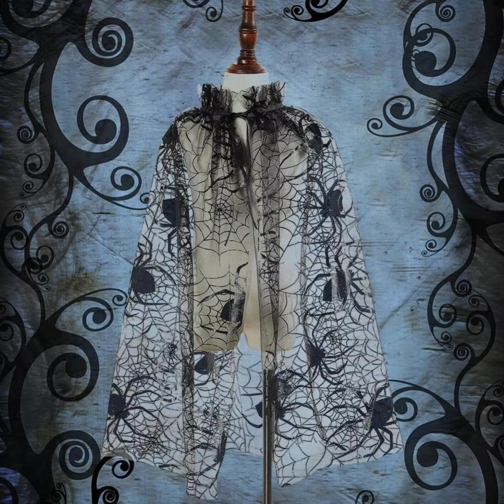 Bat Kids Mesh Cloak Spider Web Cosplay Bridal Costume Retro Halloween Tulle Cape Children