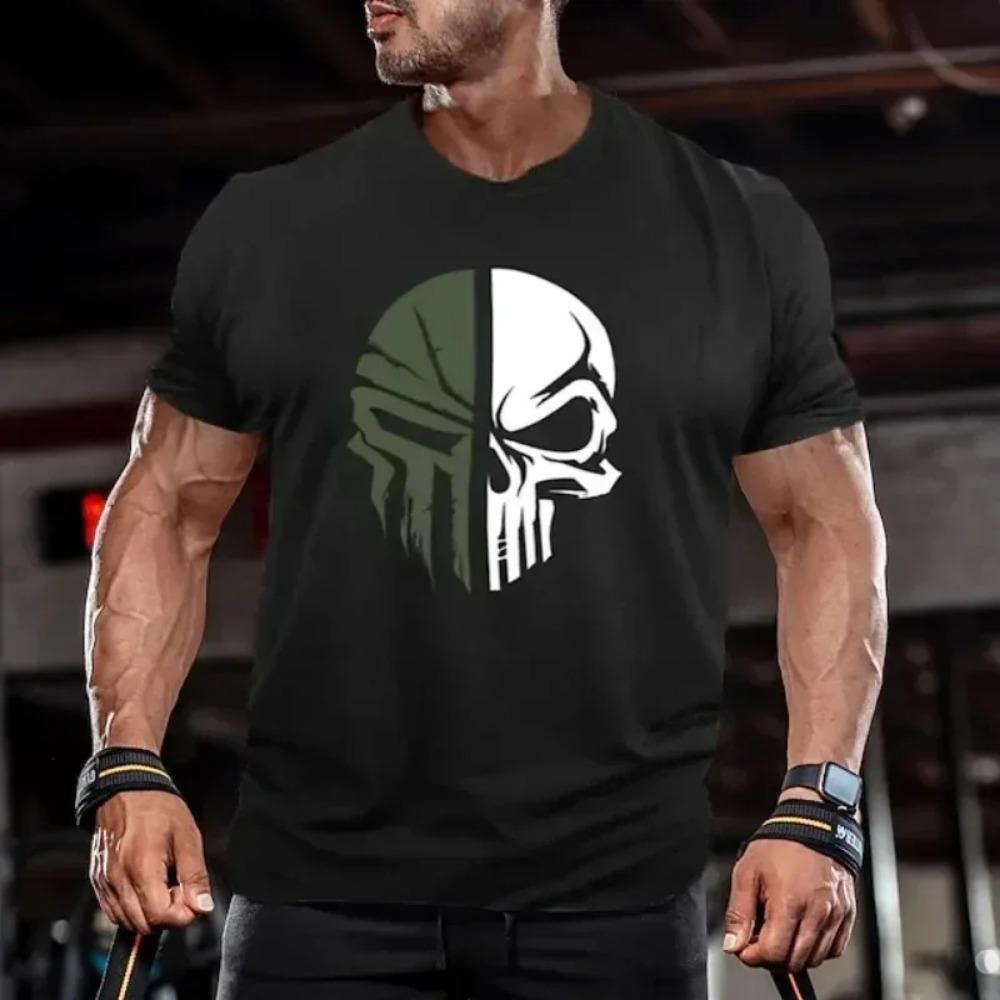 

3D Men s T shirt For Men Print Military Skull T Shirt Oversized Gym Short-Sleeved Sportswear Men Clothing Sport Tees Top M