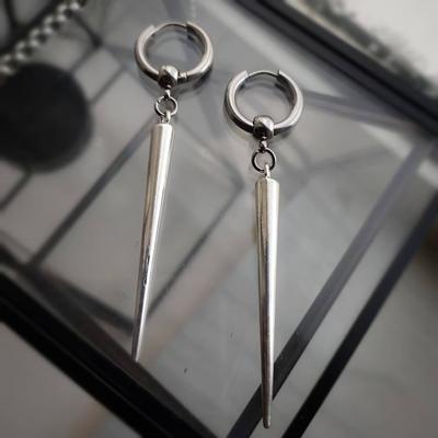 Spike Huggie Hoop Earrings, Large Spike, Gothic Earrings, Punk, Emo, Alternative, Women's Earrings, Mens Jewelry