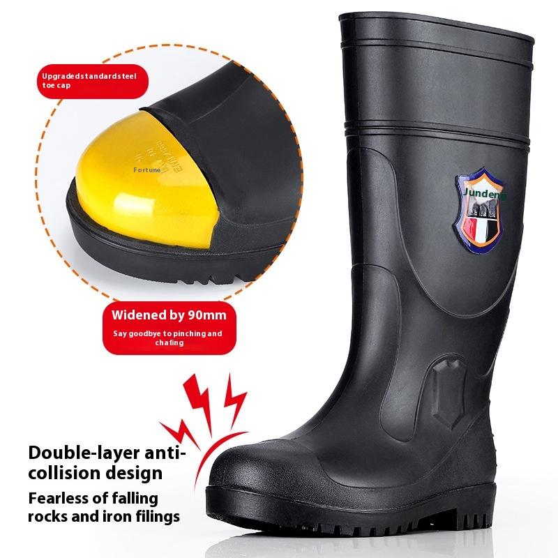 Outdoor Anti-smash Rain Boots Men's Protective Water Shoes Anti-puncture Non-slip Rain Boots High-top Work Water Boots
