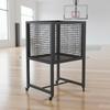 Rolling Tennis Basket Black Metal Storage Trolley Uncovered Top