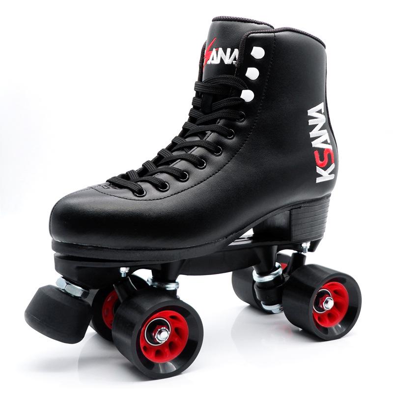 KSANA Setsuna Double-Row Microfiber Leather Roller Skates - Adult Four-Wheel Inline Skates for Professional Figure Skating