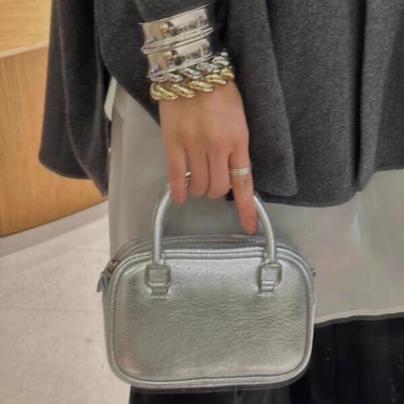 Modische Taschen mit Griff oben, hochwertige Umhängetaschen für Damen, lässige Bowling-Handtaschen aus Leder für Frauen, süße quadratische Mini-Tasche