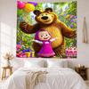 Masha Bear Wall Decor Tapestry Art For Pet Memorial Birthdaywedding Party Backdrop Family Gift