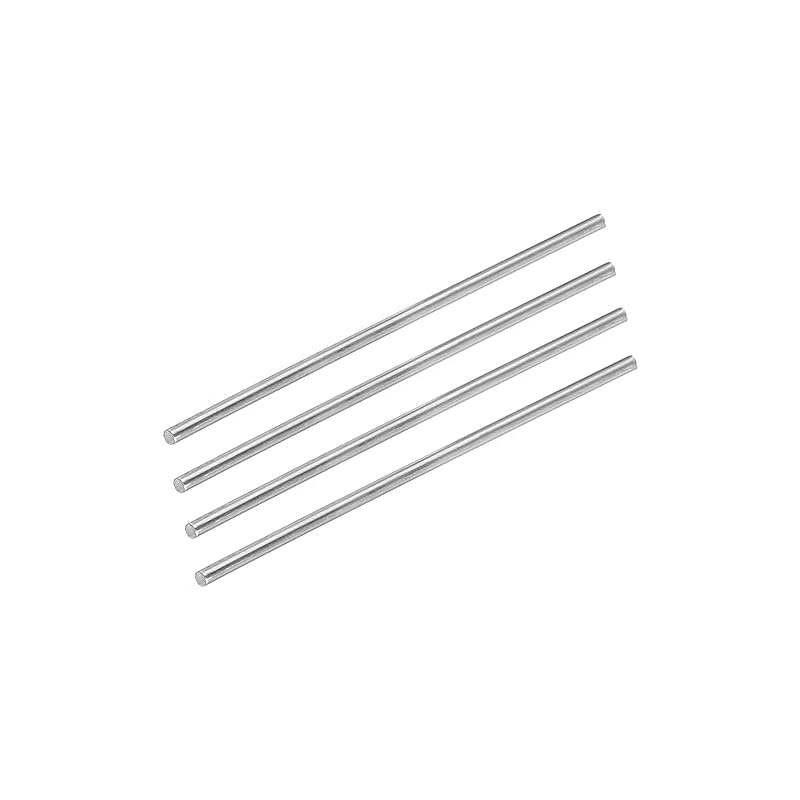 uxcell 304 Stainless Steel Round Bar 3mm x 100mm Solid Shaft Rod for DIY Craft Model Cars Helicopters Airplanes (4pcs)