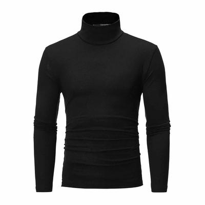 Blusa masculina outono inverno gola alta manga comprida pulôver fino