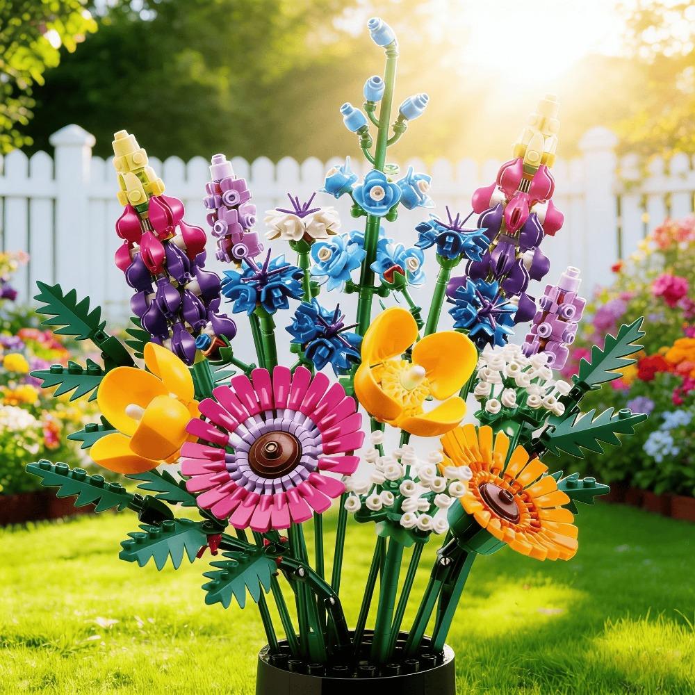 

Artificial Rose Orchid Wildflower Potted Plant DIY Building Blocks Sets 3D Eternal Love Flower Model Home Decor Festival Gift