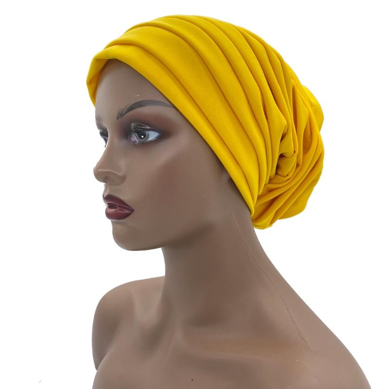 Solid Color Women Pleated Turban Hat