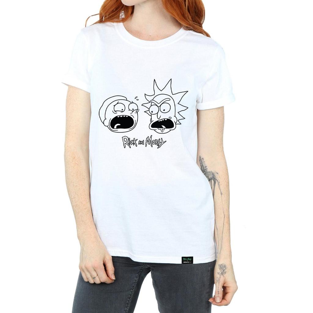 Rick And Morty Womens/Ladies Heads Mono Cotton Boyfriend T-Shirt