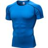 Men Gym Workout Short Sleeve Compression Shirt Tight Fit Quick Dry Athletic Top Black Red