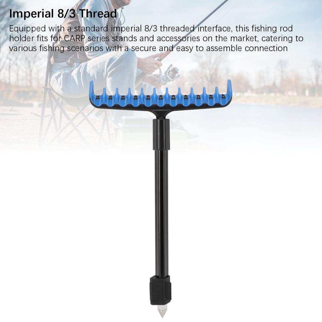 Fishing Rod Holder Blue Support Aluminum Alloy Ground Stake Fish Pole Rack for Outdoor Use