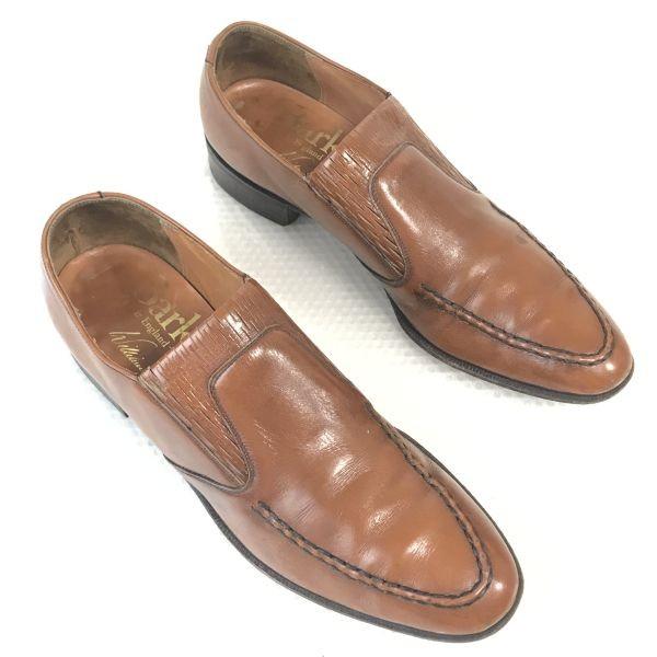 80s-90s Made in England Barker Slip-on Vamp Moccasin Dress Shoes Men’s 7.5B 26.0 Brown Vintage(USED)