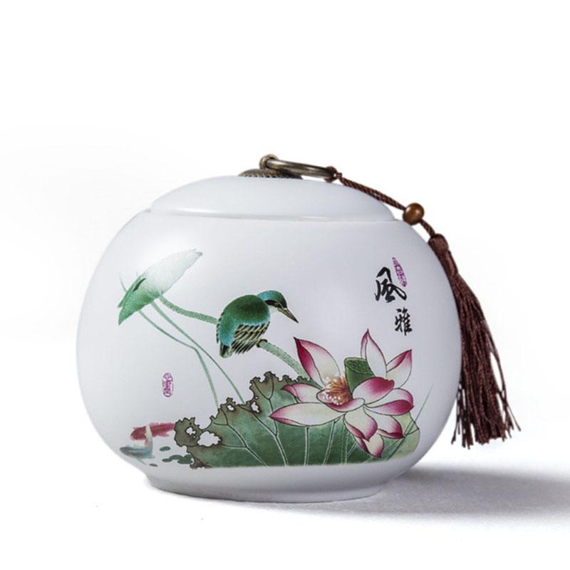 Porcelain Tea Canister Big Size Sealed Storage Tea Box Jar Tea Caddy White Color Ceramic Crafts Chinese Style Teaware Home Decor