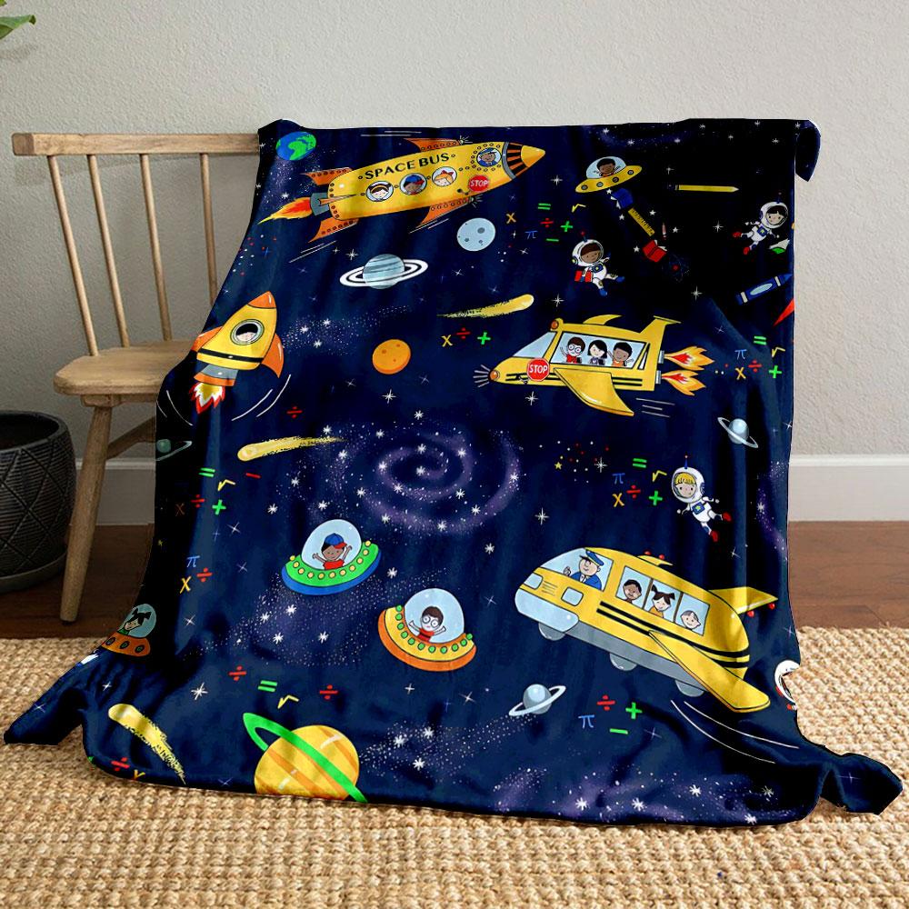 Space Bus Space Adventure Kids Blanket bedroom Blanket for Livingroom Couch lunch break Soft throw for Friend's festival Gift