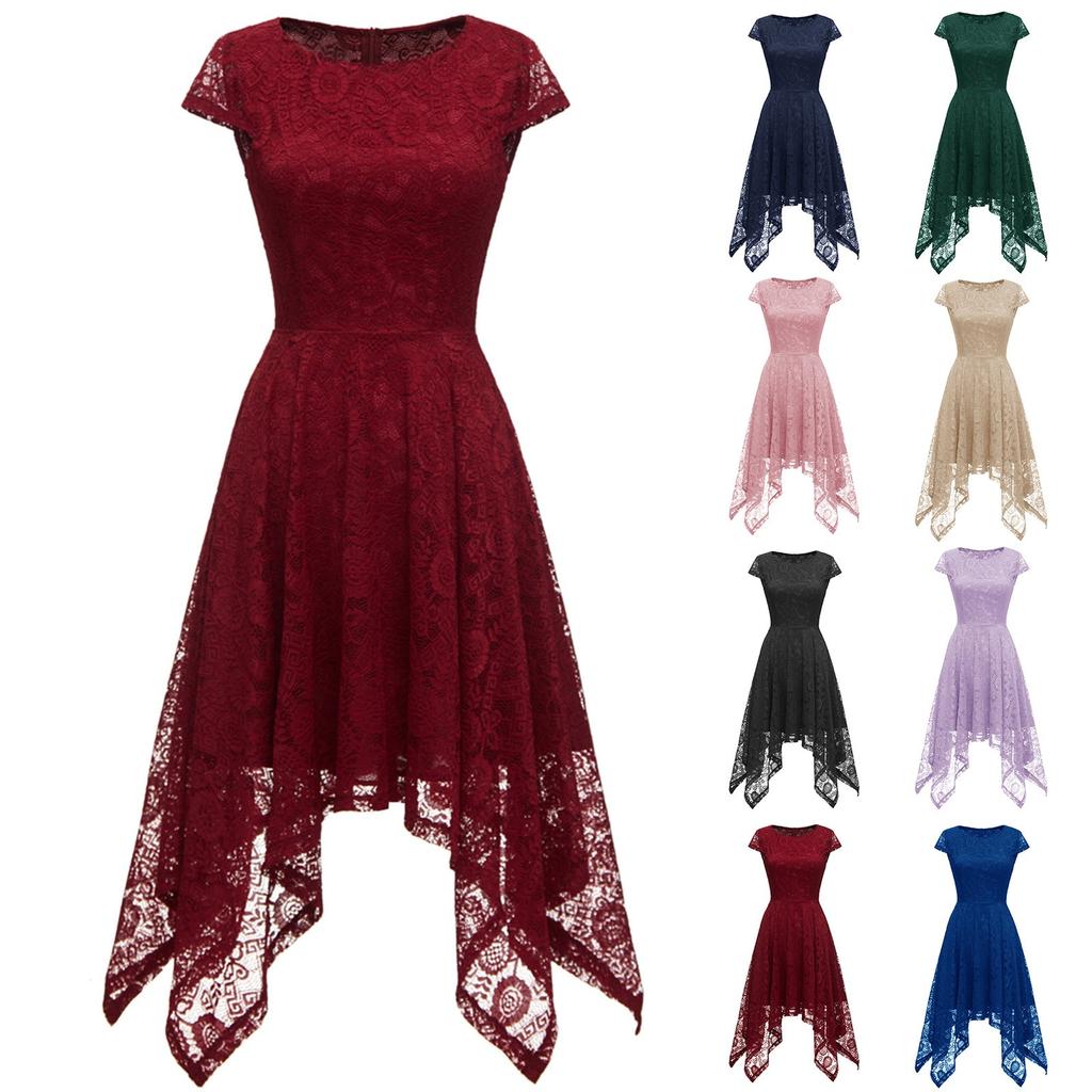 Женское платье длиной до колена с круглым вырезом и рукавами до плеч ...