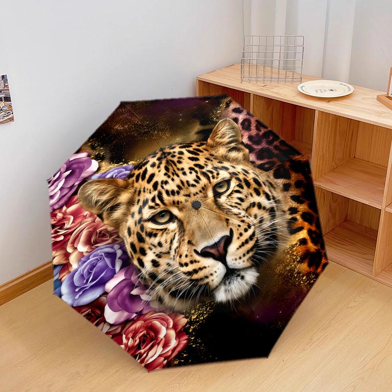 Golden Leopard Pattern Rain Umbrella