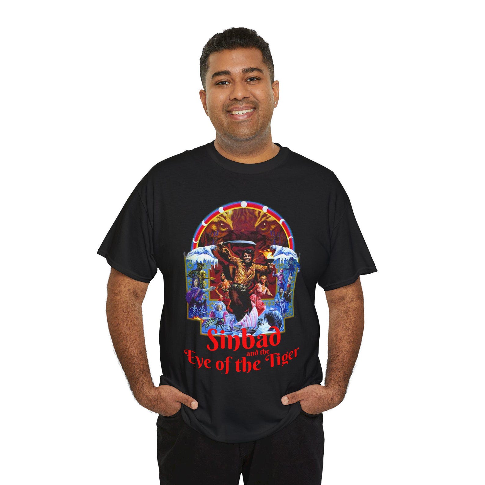 Vintage Graphic Sinbad Tee V2, Eye of the Tiger, old movie Shirt, Unisex Cotton T shirt 4XL
