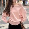 Pullover a maglia con maniche a pipistrello lunghe da donna 380g Spesso Scollo a barca Moda coreana Maglione Largo Casual Capo spalla per l'autunno Pull